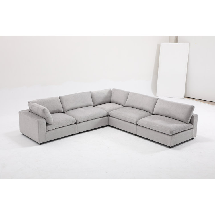 Bonzy Home 5Piece Modern Minimalist SoftUpholstered Sectional With